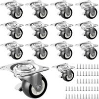 Lot de 14 roulettes pivotantes avec frein - 25 mm - Petite capacité de charge : 112 kg - Roulettes de transport à 360 ° - Pour meubles d'établi ou autres appareils (noir)