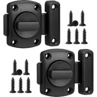 Lot de 2 verrous de porte antivol - Verrou rotatif - Verrou de porte intérieur avec vis - Verrou de porte - Verrou coulissant pour portes et meubles - Noir