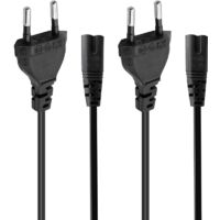 Câble d'alimentation Europlug, 2 Broches, pour JBL Partybox 110, 310, 710, TV, Lecteur Blu-Ray, Radio, câble pour Petits appareils électroménagers (fiche en 8), 1,5 m, Noir, Lot de 2