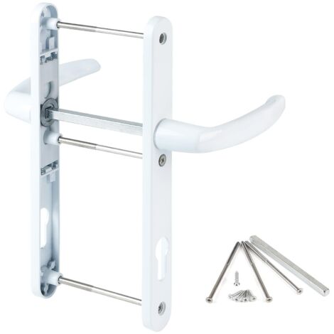 Poignée de porte 92 mm - Blanc - Accessoires de montage inclus - Aluminium - Longueur totale : 250 mm - Pour portes d'entrée, intérieures et de terrasse