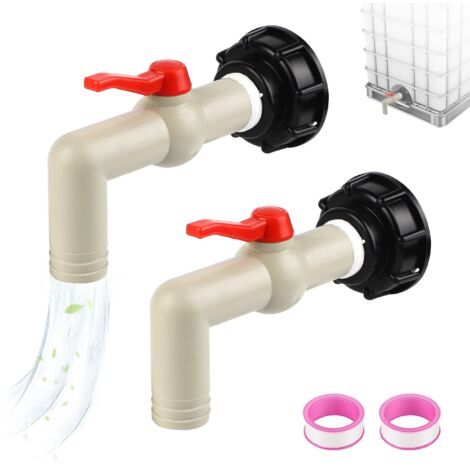2 Pièces Robinet Cuve 1000L Adaptateur Cuve S60x6 Filetage Grossier Adaptateur de Réservoir IBC 1" Raccord Cuve IBC Robinet Recuperateur Eau de Pluie (1/5)