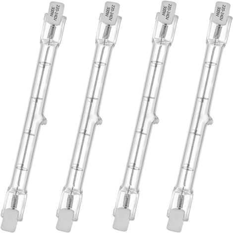 Ampoule halogène , base R7S , lampe halogène T3 , 230V , 300 watts , 118 mm , blanc chaud , 2800K (4 pièces) [Classe énergétique G] (1/5)