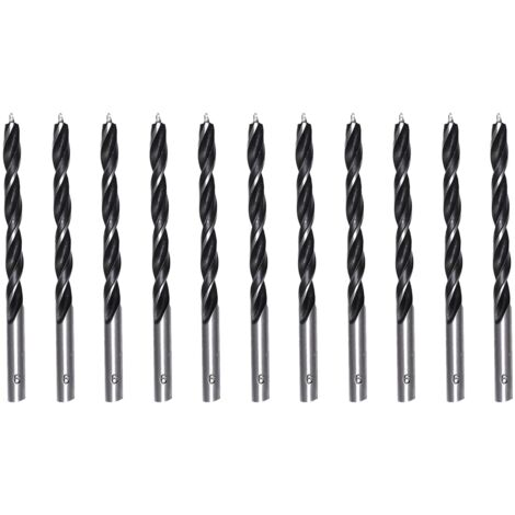 Lot de 10 forets à bois 6 mm en acier au carbone professionnel noir , perçage efficace et propre , pour menuiserie et bricolage (1/5)