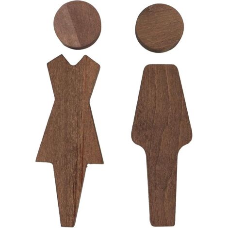 Lot de 2 panneaux de porte de toilettes en bois, pour hommes et femmes, pour portes et murs de toilettes.