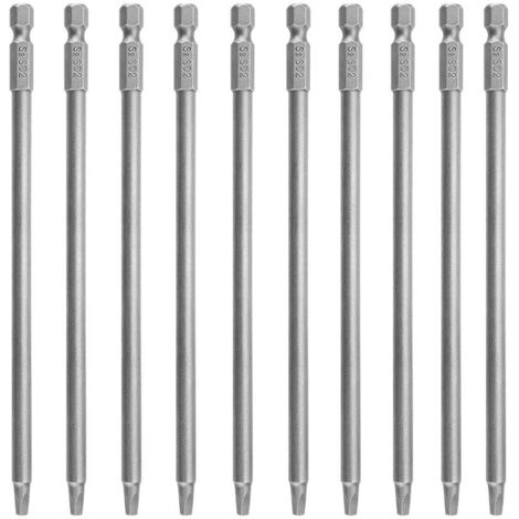10pcs 150mm 1/4" Hex Tige Embouts de Tournevis Magnétiques à Tête Carrée Long Jeu de Bits d'Entraînement Carré (SQ2) pour Gabarit de Trou de Poche (1/5)
