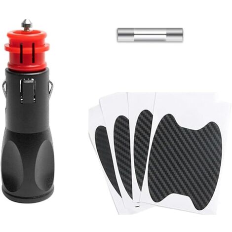 Prise allume-cigare de voiture 12 V - 1 prise universelle de sécurité avec fusible 8 A 10 A 12 V-24 V - 4 pièces - Autocollant pour poignée de porte de voiture (1/5)