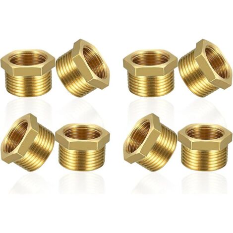 Lot de 8 réducteurs en laiton 1/2" vers 3/8" AG/IG, 20,5 x 15,5 mm, raccord fileté pour conduite d'eau (1/5)