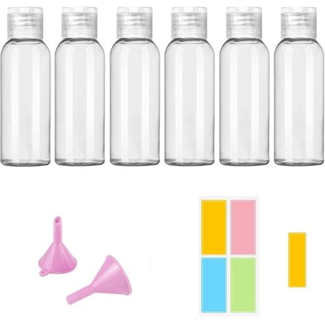 Lot de 20 bouteilles de voyage portables en plastique transparent avec bouchon à rabat pour shampooing et cosmétiques 100 ml (1/5)