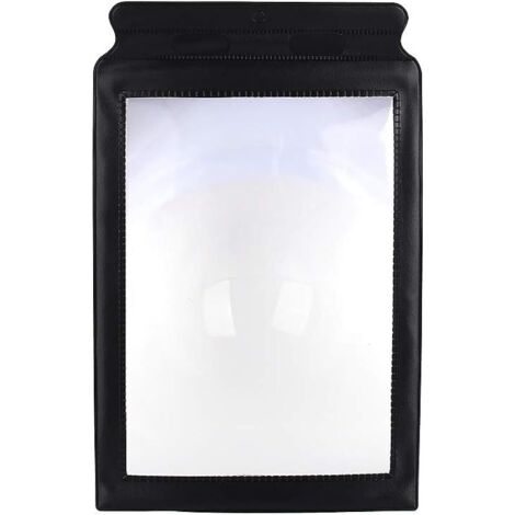 Grande Loupe A4, A4 pleine page grossissante 3X grande loupe avec cadre en vinyle noir, support de lecture flexible en plastique