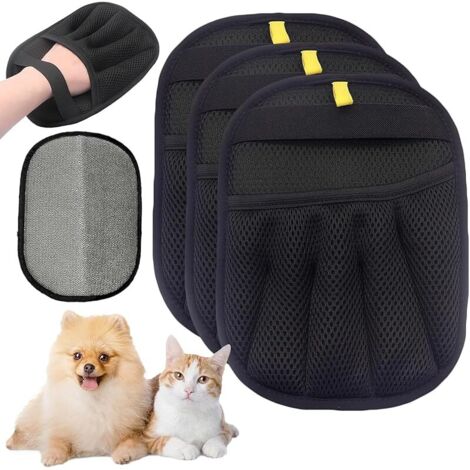 Pet Hair Remover Lot de 3 gants de toilettage magnétiques pour animaux de compagnie, double face, antistatiques, pour pelage lisse et sain (1/5)
