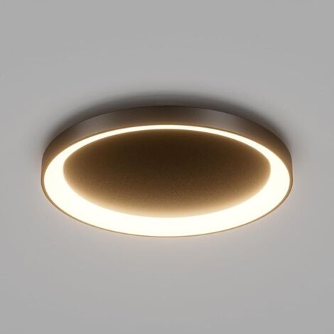 Plafonnier LED Rond 56W 3500 Lumen, Lampe de Plafond Design en Métal, Luminaire Plafonnier Moderne pour Couloir Chambre Cuisine Salon, 48cm, Blanc Chaud 3000K, Noir (1/5)