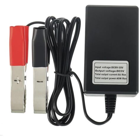 Convertisseur DC avec Pince Crocodile - Adaptateur de Charge USB pour Moto, 4 Ports USB 12V/ 24V à 5 V 3 A avec QC3.0 Quick Charge pour (1/5)