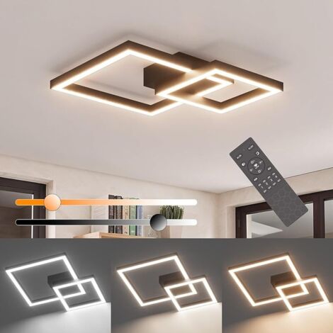 Plafonnier LED Dimmable avec Télécommande 35W Lampe de Plafond en Aluminium, Moderne Design Luminaire Plafonnier pour Salon Chambre Cuisine Couloir, 2400 LM, 3000K-6000K, Noir (1/5)