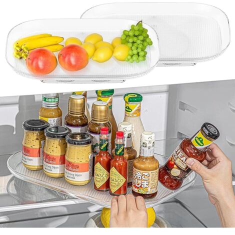 Lazy Susan Plateau Tournant 360° Rectangulaire - Organisateur de Placard pour Réfrigérateur, Armoire, Cuisine, Salle de Bain - Transparent 39,8 cm (1/5)