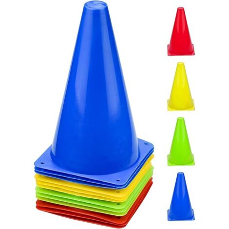 12pcs Cônes de Signalisation, 4 Couleurs Cones de Sport 23 Cm, Cone Plastique Activités Intérieures/Extérieures pour Football, Soccer, Jeux, Cône Entrainement, Plot Sport Enfant (1/5)