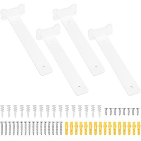 4 Pcs Equerre Etagere Murale Blanc, 260 mm Equerre Charge Lourde, Équerre Étagère de Fixation Etagere Murale Invisible, Supports d'Étagère Murale Metal Industrielle pour Étagère Meuble