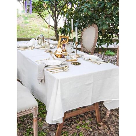 Nappe Blanc cassé, Tissu 100% Coton pour Festival, Pique-Nique, fête de Mariage et Projet de Teinture de Bricolage, Lavable en Machine (140 x 250cm) (1/5)