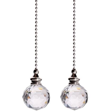 Lot de 2 cordons de traction transparents en forme de boule de cristal pour ventilateurs de plafond, 30 mm de long, pour salle de bain et toilettes (1/5)