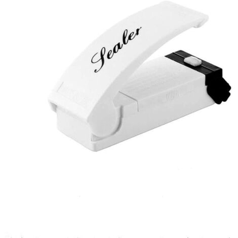 Mini Bag Sealer - Machine à souder manuelle 2 en 1 - Sachets hermétiques - Fonctionne avec piles (blanc, ABS, manuel, machine à emballer sous vide, scellant) (1/5)