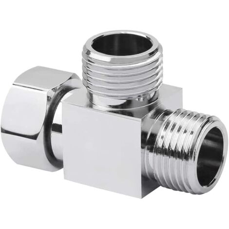 Vanne de dérivation G1/2" en laiton, 3 voies en forme de Y / adaptateur carré universel pour système de douchette à main - Pièce de rechange (1/5)