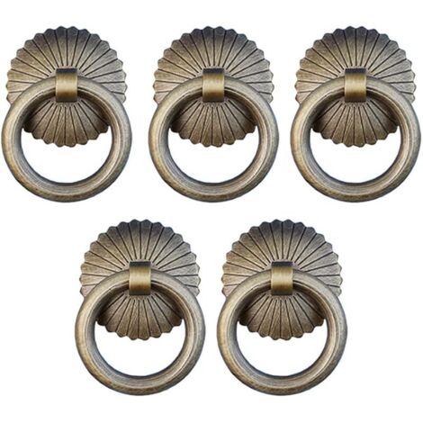 Lot de 5 poignées de tiroir en laiton antique pour porte, armoire, tiroir, armoire (35 mm) (1/5)