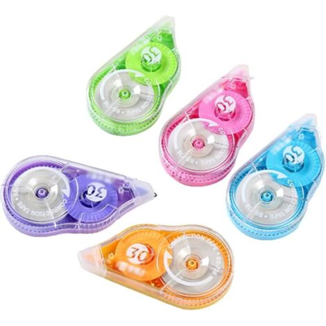 Lot de 4 rubans correcteurs rechargeables de 30,5 m de long pour l'école, l'administration du bureau, l'artisanat, la prise de notes, le bullet journal (couleur aléatoire) (1/5)