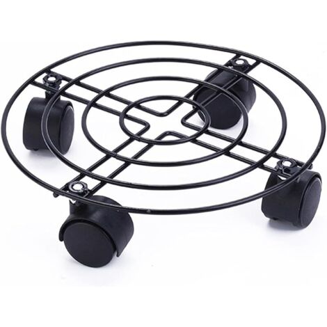 Support de pot de fleurs en métal avec roulettes en fer robuste pour déplacer un vase de jardin, un pot de fleurs (lot de 1)