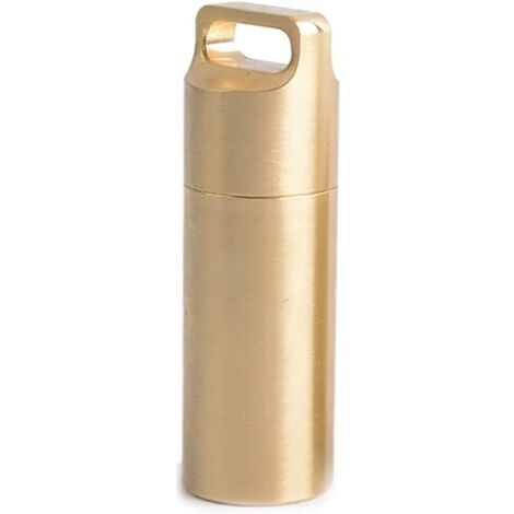 Pilulier de survie étanche en laiton pour extérieur, voyage, camping, course à pied (1/5)