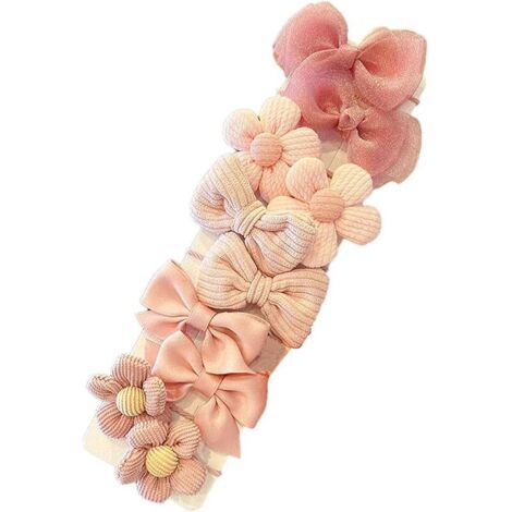 Lot de 10 Chouchous à Cheveux avec Nœud Rose, Petits Élastiques Mignons pour Filles et Enfants (1/5)