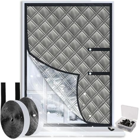 Housse Isolante Fenêtre 150x200cm Ajustable - 3 Couches Renforcées Anti-Froid/Bruit - Compatible Toutes Fenêtres (Pièce/Grenier/Camping-Car) - Bloque les Courants d'Air (1/5)
