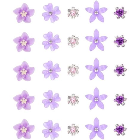 25 Pièces Pinces à Cheveux en Forme de Fleur, Pince Cheveux Fleur Antidérapantes Accessoires de Coiffure Mignonnes Flower Hair Clip de Mariage, Cadeaux pour Femmes et Adolescentes (Violet) (1/5)