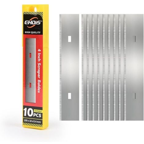 10 pcs Lames pour Grattoir, Grattoir Vitre Lames, Rechange Lame, pour Carrelage, Papier Peint, Colle, Miroir, La Table de Cuisson, 100mm, Acier Au Carbone