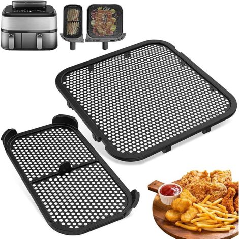 2 Pièces Grille Anti Projection Airfryer Dual Basket, Accessoires Friteuse Air Chaud Réutilisable pour 3000, 5000 Series, NA350, NA550 6L/3L, Tiroir Remplacement Silicone Anti-Éclaboussures