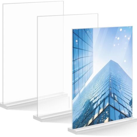 3 Pièces A4 Porte Affiche Acrylique, Présentoir Table Brochure Plexiglas Transparent, Support Affichage Panneau Carte Menu Face Double, Cadre Photo pour Restaurant, Bureau, Hôtel, Exposition (1/5)
