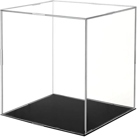 Vitrine Acrylique, Boite Acrylique Transparente Anti Poussière Vitrine pour Collection Boîte Acrylique de Comptoir Display Box avec Base Noir, pour Figurines Objets Collection (15×15×15 cm)