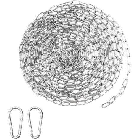 Chaine Acier Inoxydable 304, 6m Chaine Acier Avec 2 Crochets Plats, Chaîne De Sécurité De 1,5mm D'épaisseur, Chaine Acier Inoxydable Bricolage Pour Clôture, Promenade Et Chaîne De Chien