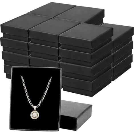 24 Pièces Boîtes Cadeaux avec Couvercle & Éponge, Boîte Bijoux Rectangulaires, Coffret Papier Kraft, Étui Carton pour Stockage Bracelets, Bagues, Colliers, Boucles Oreilles, Pendentifs (Noir) (1/5)