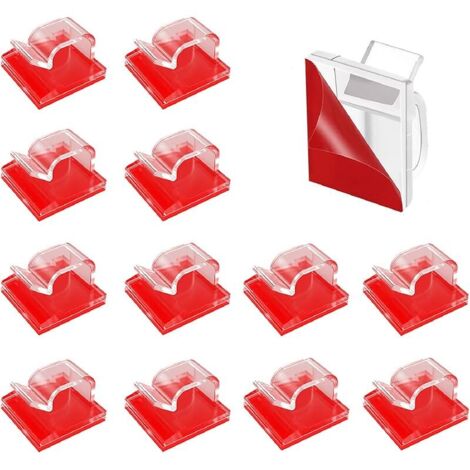 100 PCS Clips Câbles, Cable Adhesif Rangement de Câble, Gestion de Câble, Plastique Organiseur de Fils Electrique, Fixation Murale Sans Percer (Transparent) (1/5)
