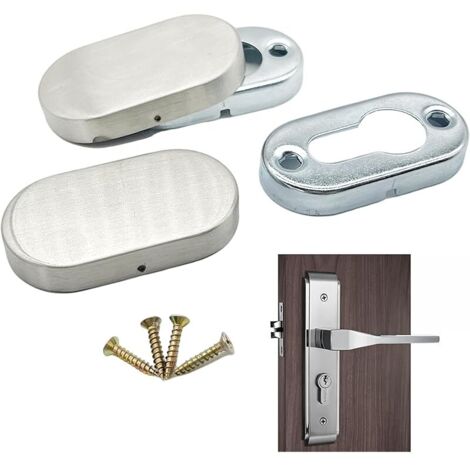 2 jeux Rosace Cylindre Cache Serrure de Protection Ovale en Acier Mat Fabriqué en Acier Inoxydable pour Cylindre Profilé Portes Intérieures et Extérieures (Argent B) (1/5)