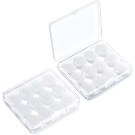 Bouchon d'Oreille, 6 Paires Bouchon D'oreille en Silicone Réutilisables Antibruit Bouchons d'Oreilles Bloquant le Son avec Étui pour Sommeil, Concerts, Apprendre (Blanc) (1/5)