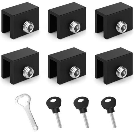 Verrou Porte Coulissante, 6 Pièces Noir Bloque Fenetre, Bloque Fenetre Coulissante, Verrou Fenetre, Solide et Durable Pour Portes et Fenêtres Coulissantes