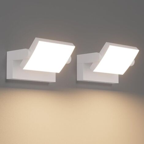 2 Pcs 24W Applique Murale LED Extérieure Intérieur Rotatif, Éclairage Mural Imperméable IP65 Moderne, Lampe Murale pour Jardin Entrée Balcon, Blanc, 1500LM, Blanc Chaud 3000K (1/5)