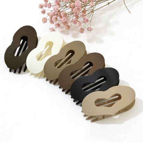 6 Pièces Barettes Cheveux Femme, Pinces à Cheveux Cœur Antidérapantes, Design Incurvé pour Coiffure Femme, Adaptées au Travail, École et Rendez-Vous (1/5)