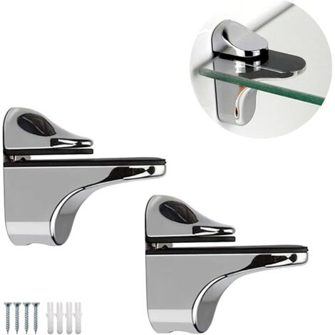 Support Etagere Verre, 2 Pièce Alliage de Zinc Etagère Murale en Verre Blanc avec Supports de Montage, Support Etagere Murale (1/5)