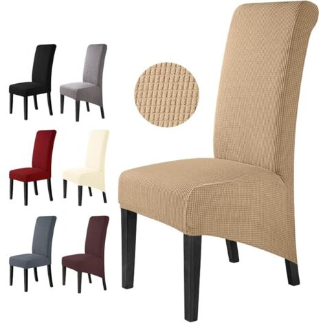 Housse de Chaise 6 Pièces Salle à Manger Jacquard Extensible XL Amovible Lavable Couverture de Chaise Universelle Protection de Chaise pour Mariage,Cuisine, Banquet-Grande (Camel, 6Pièces)-XL (1/5)
