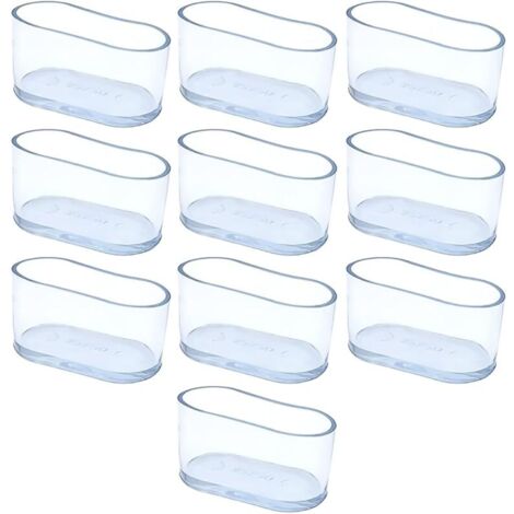 Lot de 10 housses de pieds de chaise ovales en caoutchouc transparent - 20 x 40 mm - En PVC - Anti-rayures - Pour table, chaise et bureau (1/5)