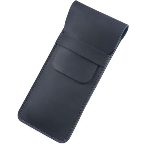 Trousse à crayons en cuir avec rabat, porte-stylo Crazy Horse pour papeterie Noir (L) (1/5)