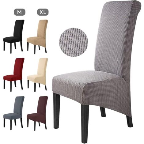 Housse de Chaise 6 Pièces Salle à Manger Jacquard Extensible XL Amovible Lavable Couverture de Chaise Universelle Protection de Chaise pour Mariage,Cuisine, Banquet-Grande (Gris, 6Pièces)-XL (1/5)