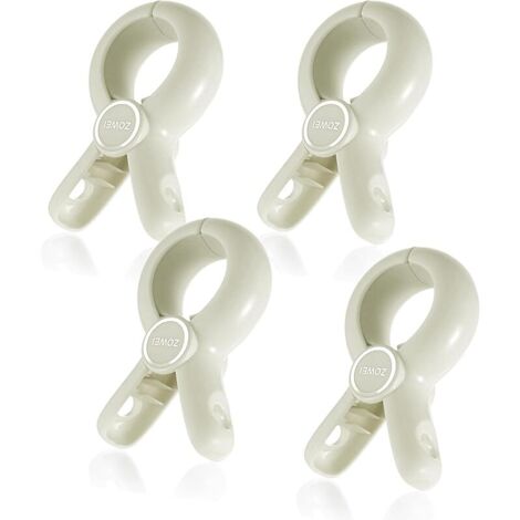 Lot de 4 Grandes Pinces à Linge, Pinces à Serviettes, Pinces à Serviettes de Plage, Pinces Coupe-Vent sur la Plage et Pince à Linge pour Le Linge Quotidien, Serviettes de Bain, Linge de lit (Blanc) (1/5)