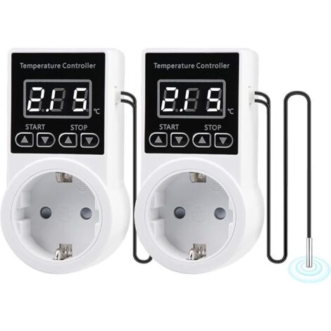 Régulateur de température Interrupteur de température 230 V avec capteur, thermostat étanche, prise thermostatique intelligente, pour serre, terrarium, aquarium, (1/5)